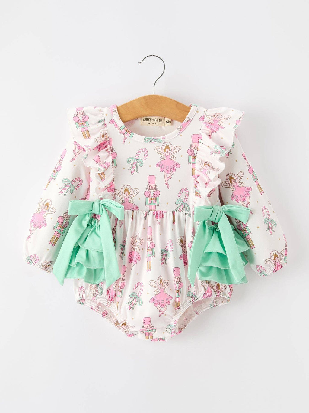 Fall Floral Ruffle Bow Baby Girl Bubble Romper