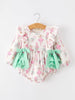 Fall Floral Ruffle Bow Baby Girl Bubble Romper