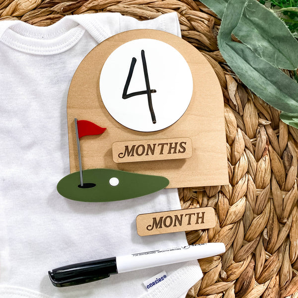 Dry Erase Monthly Milestone Sign - Golf