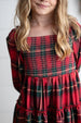 Kids Red & Green Plaid Smocked Holiday Fancy Party Dress