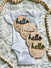 Hello World Birth Stat Announcement Wood Disc - Layered 3D