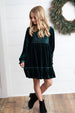 Kids Dark Green Smocked Velvet Fancy Holiday Party Dress
