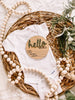 Hello World Birth Stat Announcement Wood Disc - Layered 3D
