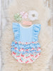Strawberry Bow Embroidered Ruffle Bubble Romper