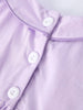 Floral Embroidered Girl Romper with Lavender Peter Pan Collar