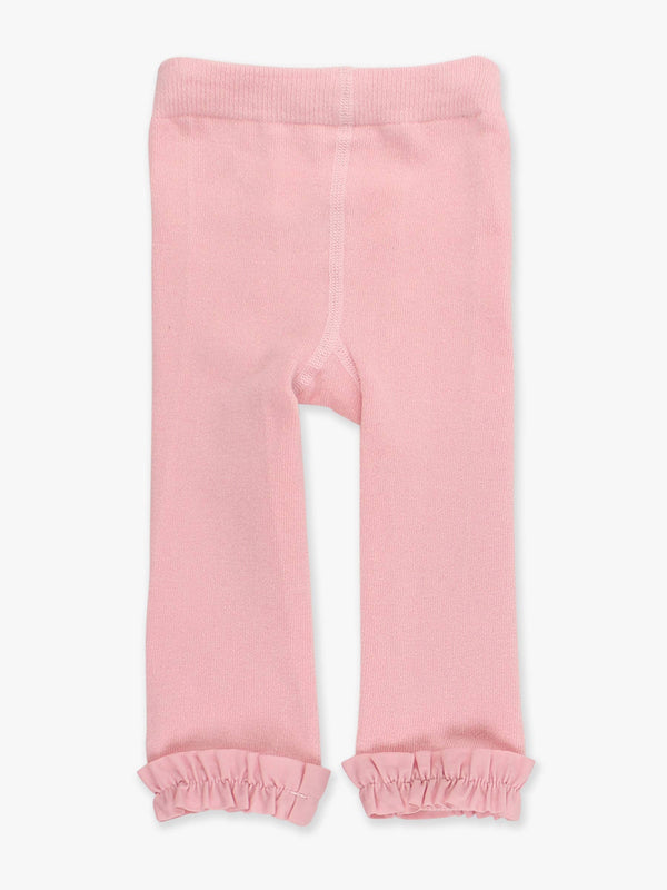 Girls Pink Footless Ruffle Tights