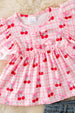 Cherry on pink gingham tunic & denim shorts. OFG60366 AMY