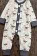 Gray Duck printed baby romper with snaps. LR0425-10-MON