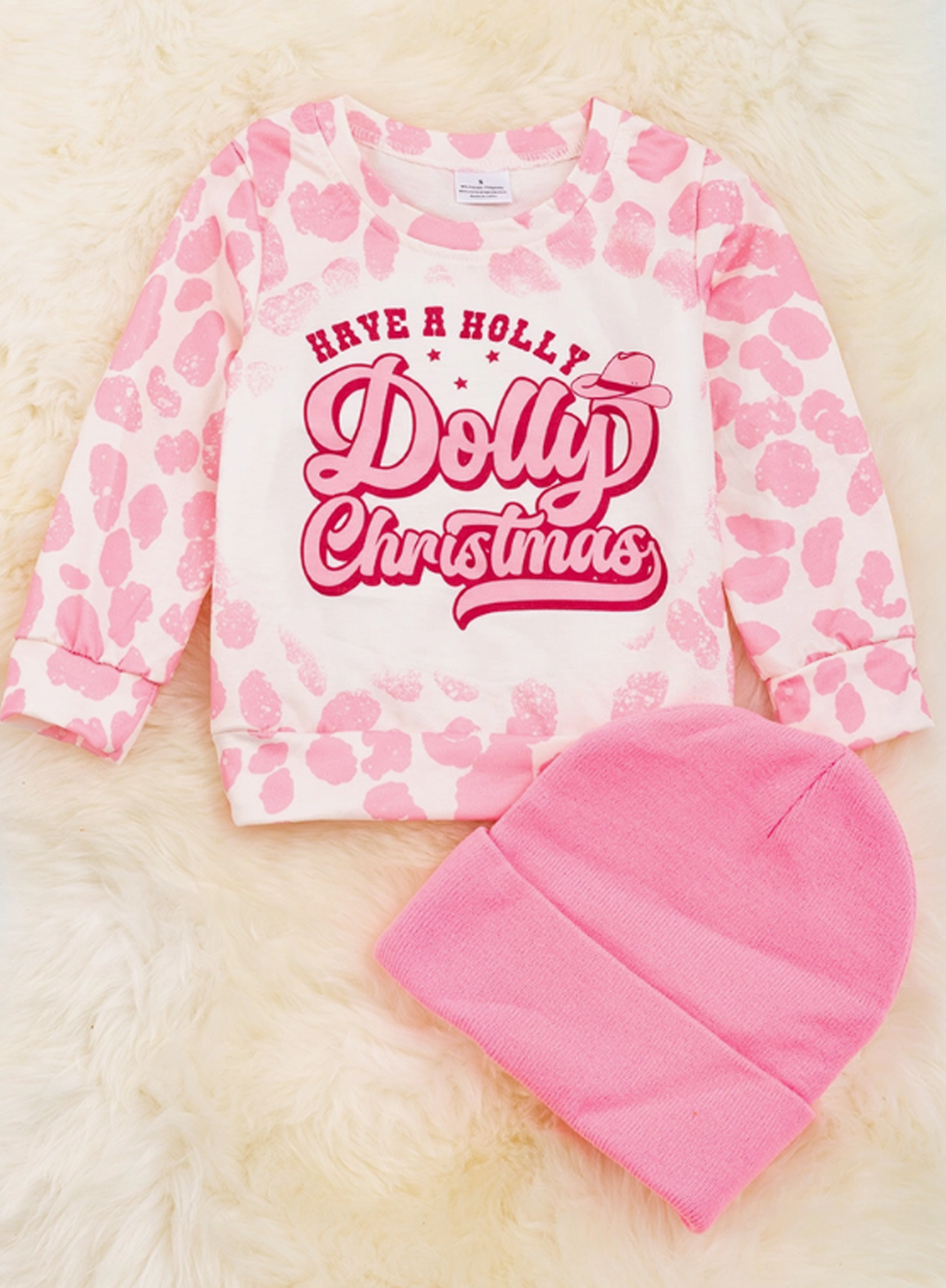 Holly Dolly Christmas Long Sleeve Tee-Pink/White