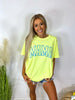 Mama Puff Print Graphic Tee- Neon Yellow