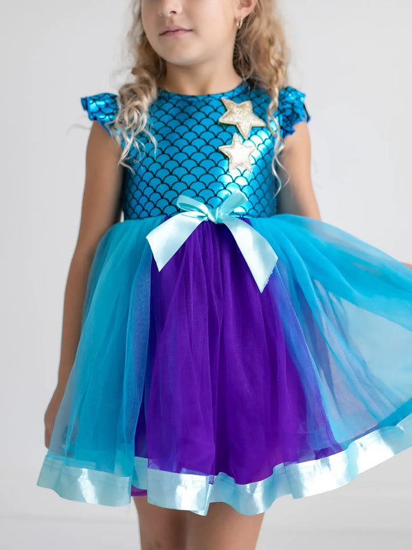 Blue and Purple Shiny Mermaid Dress