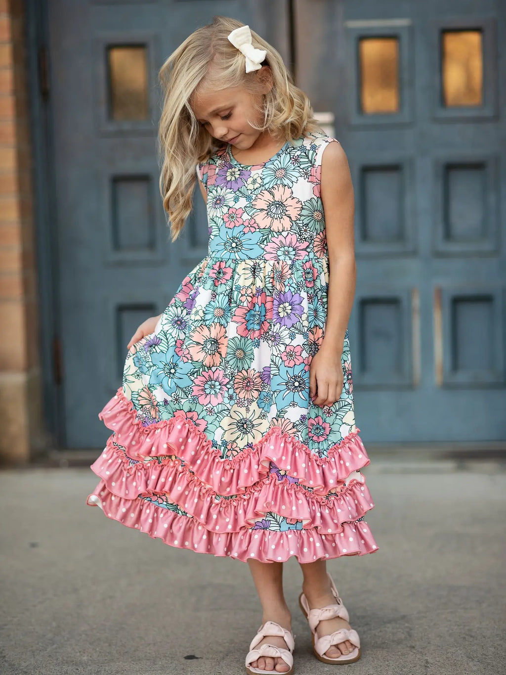 Pastel Floral Ruffle Maxi