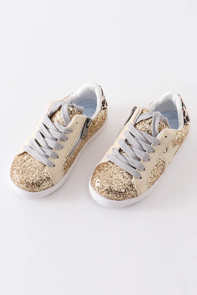 Gold Star Glitter Sneakers