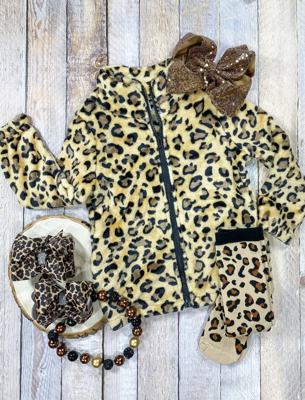Leopard Print Fleece Zip-up