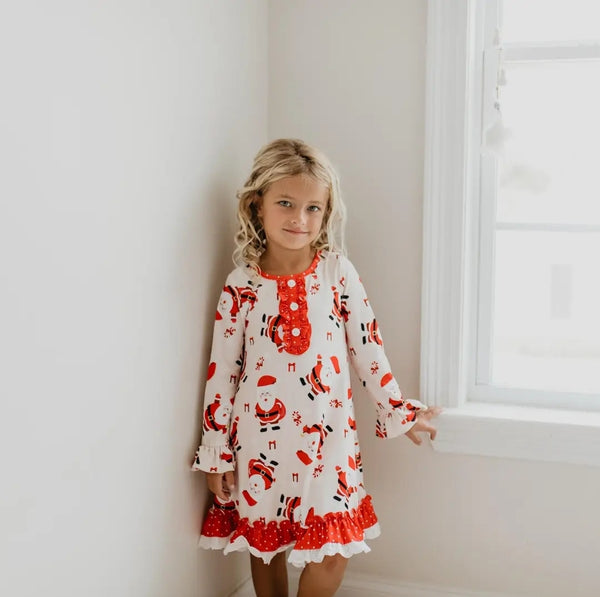 Red Santa Christmas Ruffle Lounge Gown