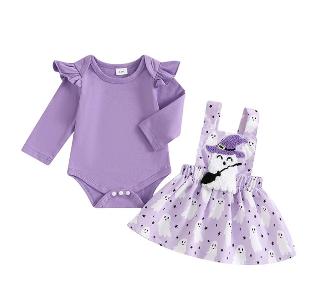 Purple Ghost Suspender Skirt Set