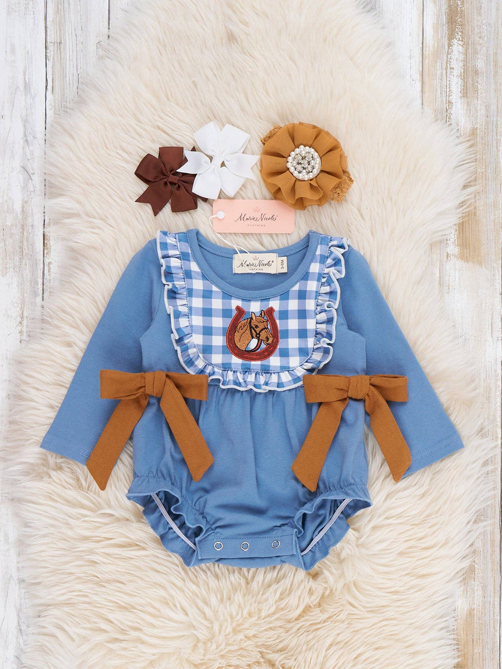 Lucky Horse Embroidered Ruffle Romper