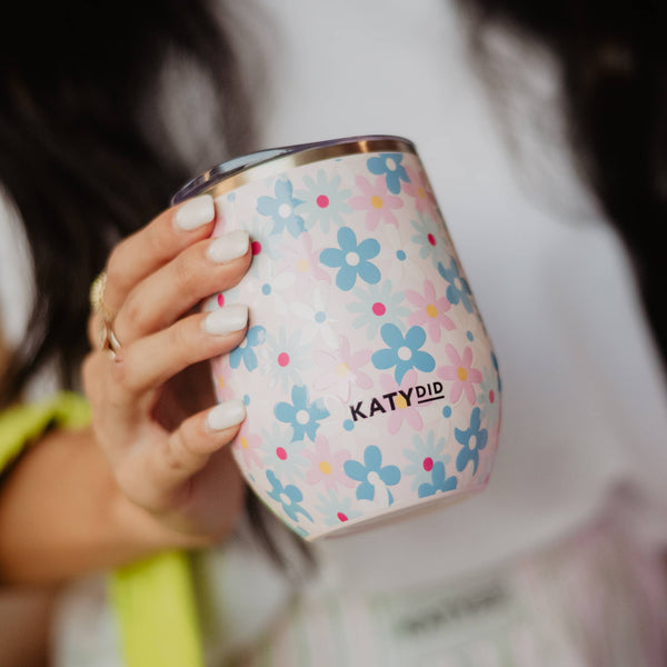 Dainty Florals Wholesale Wine Tumbler with Lid