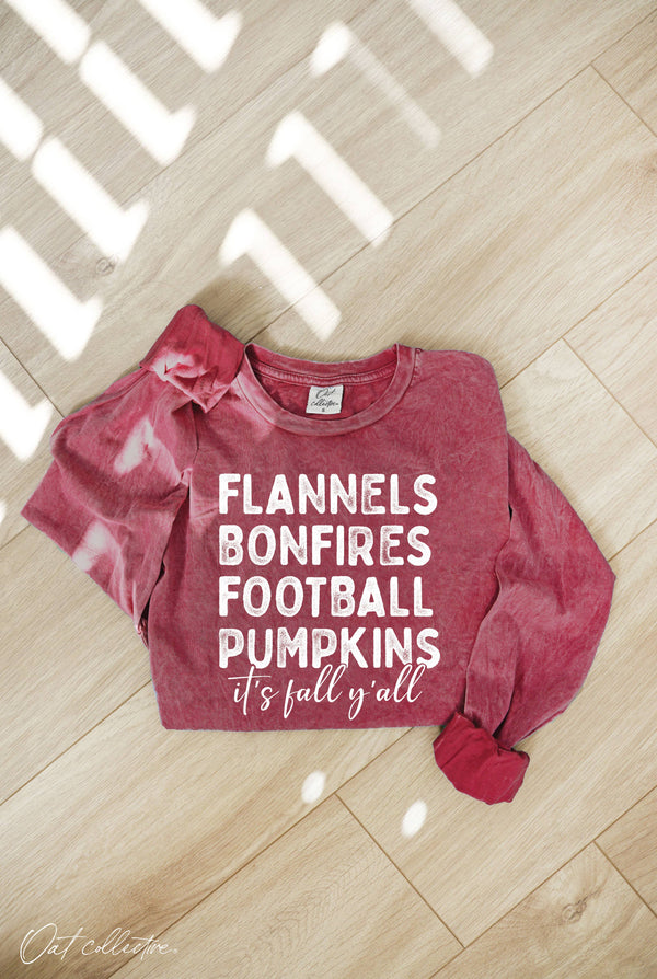 IT'S FALL Y'ALL   Mineral Washed Long Sleeve Graphic
