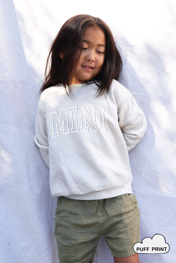 MINI Puff Print Toddler Graphic Sweatshirt- Heather Dust