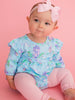 Baby Girls Once Upon a Castle Knit Long Sleeve Flutter Bubble Romper