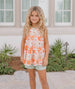 Kids Sage & Rust Retro Flower Spring Summer Short Set