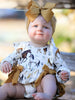 Western Horse Girls Romper Bow Ruffle Long Sleeve