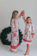 Women's Christmas Flower Stripe Ruffle Holiday Lounge Gown
