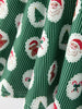 Christmas Girls Santa & Green Holiday Print Twirl Dress