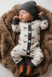 Gray Duck printed baby romper with snaps. LR0425-10-MON