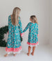 Kids Pink Teal Christmas Holiday Nutcracker Lace Lounge Gown