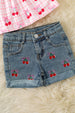 Cherry on pink gingham tunic & denim shorts. OFG60366 AMY