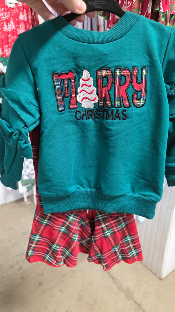 Merry Christmas Green Plaid Outfit