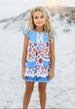 Girls Blue Check Flower Power Spring Summer Short Set