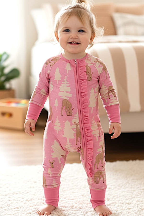 Christmas tree printed baby bodysuit. LR080706-SOL