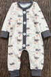 Gray Duck printed baby romper with snaps. LR0425-10-MON