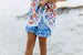 Girls Blue Check Flower Power Spring Summer Short Set