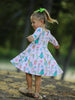 Pink Christmas Character Print Long Sleeve Girls Dress
