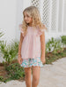 Girls Blush Pastel Floral Ruffle Spring Easter Short Set