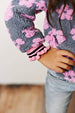 Kids Pink Daisy Scalloped Neck Winter Sweater