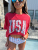 USA Daisy Graphic Tee on Paprika