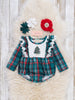 Evergreen Plaid Embroidered Romper