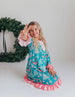 Kids Pink Teal Christmas Holiday Nutcracker Lace Lounge Gown