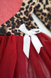 Girls Leopard and Maroon Heart Tutu Dress