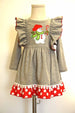 Toddler Girls' Gray Snowman Applique Flutter Sleeve Dress