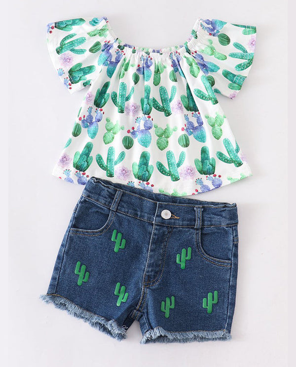 Girls' Cactus Denim Outfit
