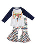 Cow Skull Navy Stripes and Floral Bell Set