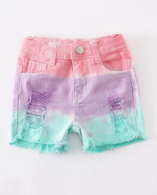 Rainbow Ombre Denim Shorts
